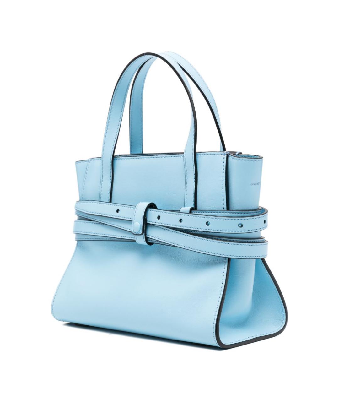 MOSCHINO Голубая кожаная сумка с короткими ручками, фото 5