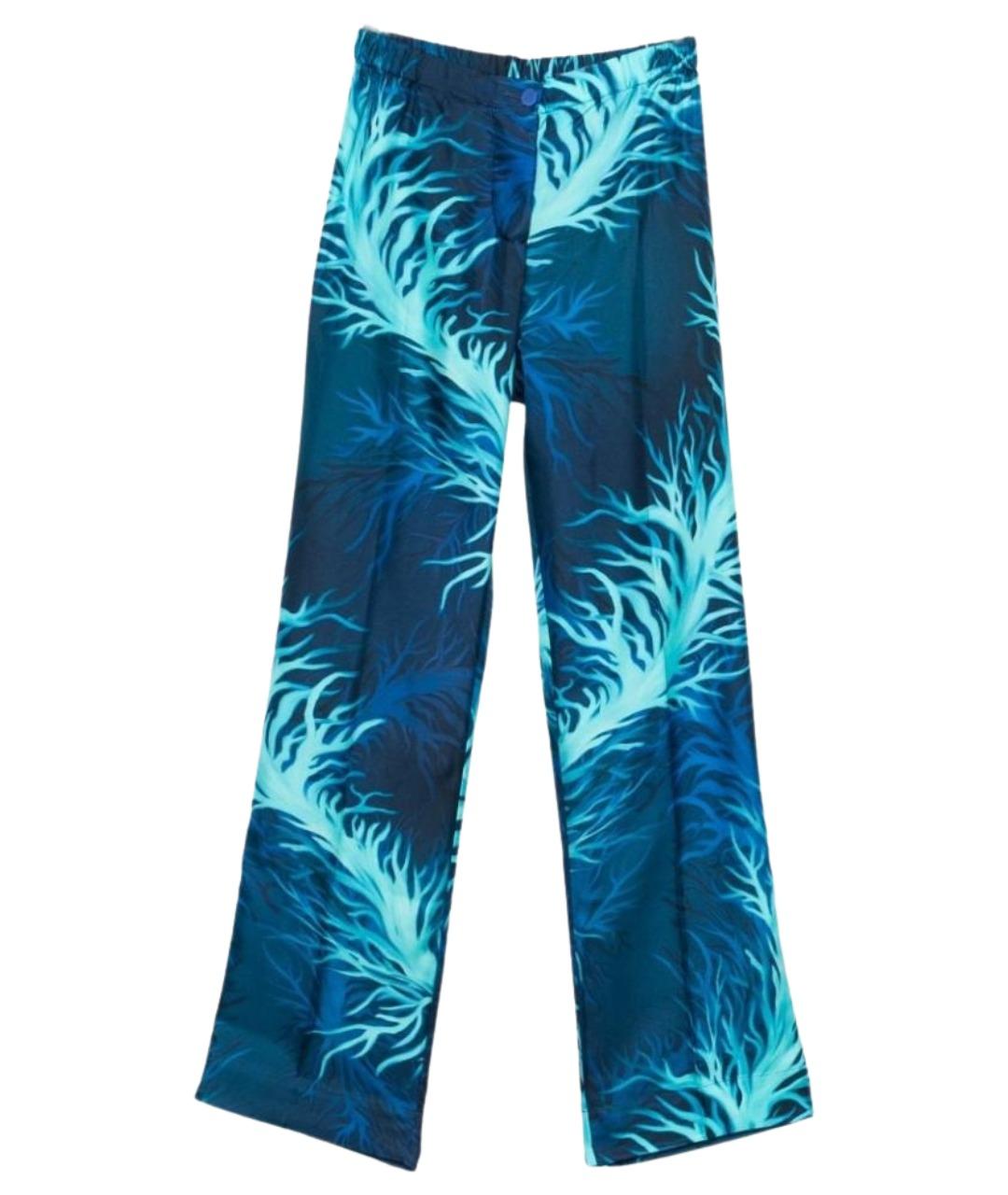 F.R.S FOR RESTLESS SLEEPERS Синие шелковые прямые брюки, фото 1