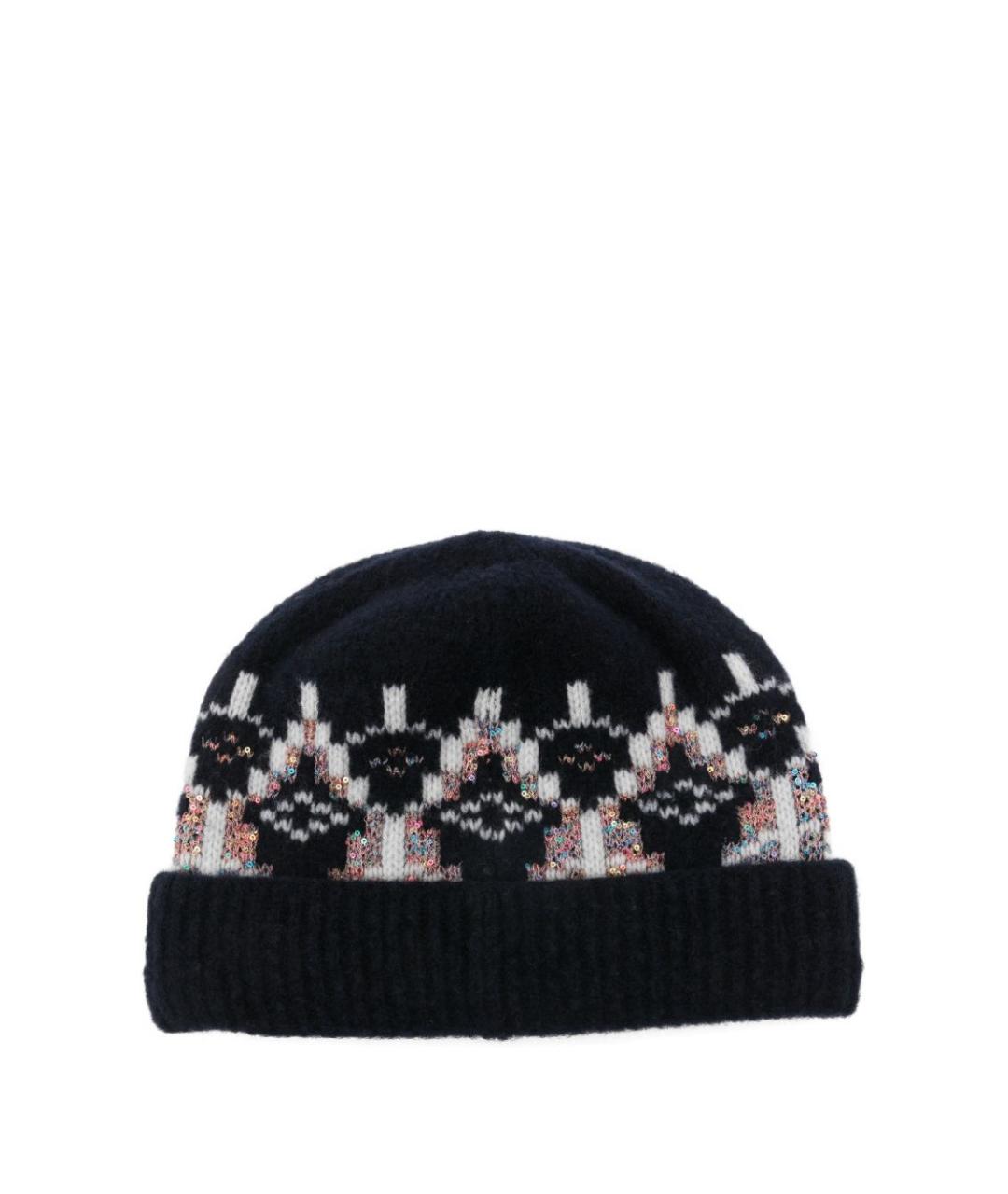 LOEWE Темно-синяя шерстяная шапка, фото 4