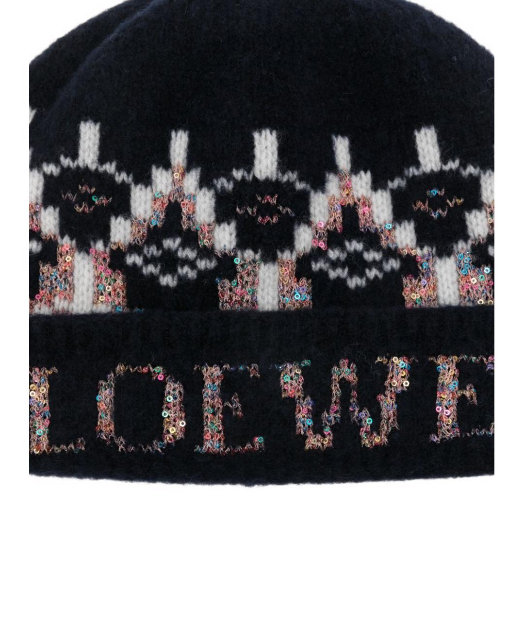 LOEWE Темно-синяя шерстяная шапка, фото 3