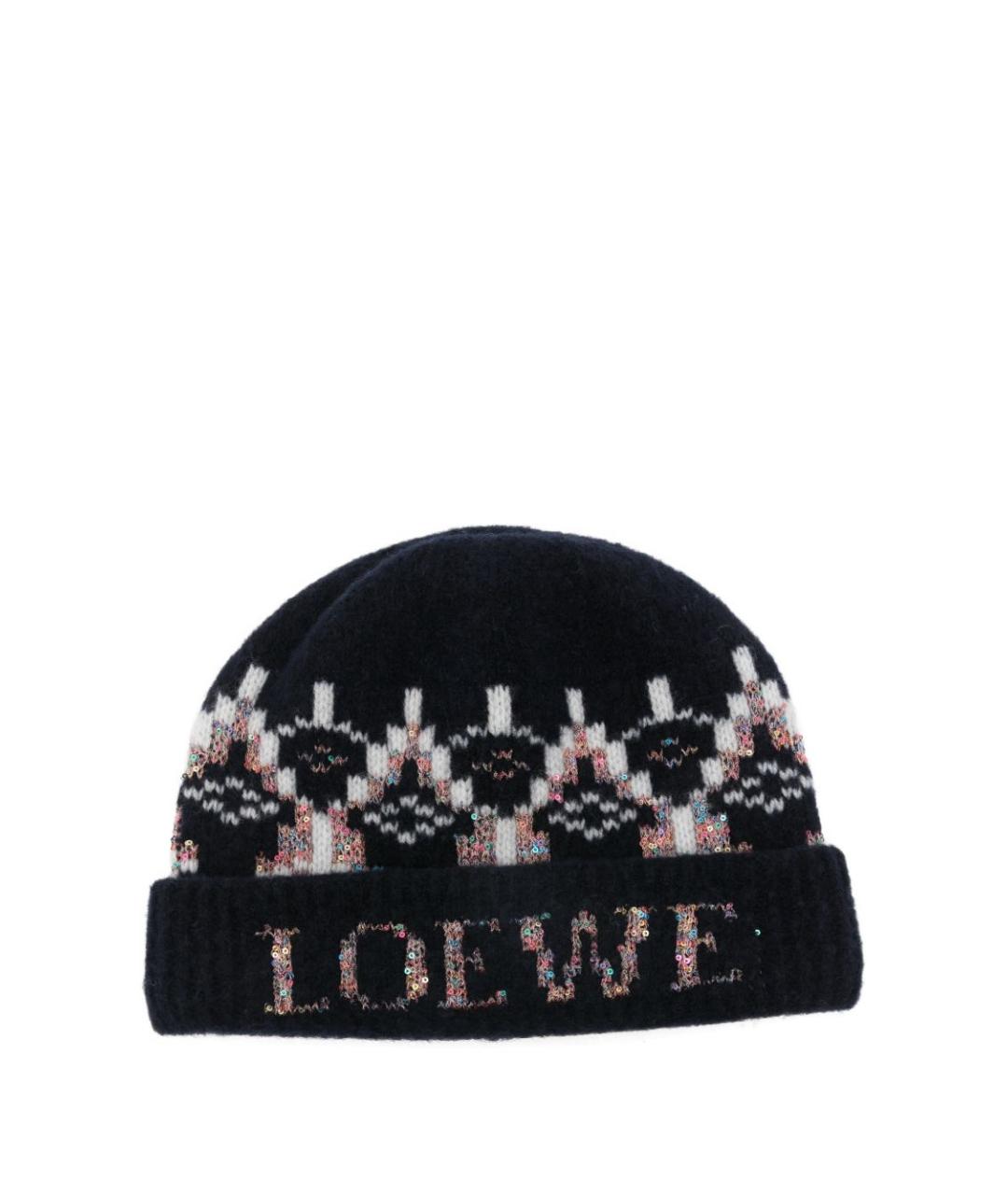 LOEWE Темно-синяя шерстяная шапка, фото 2
