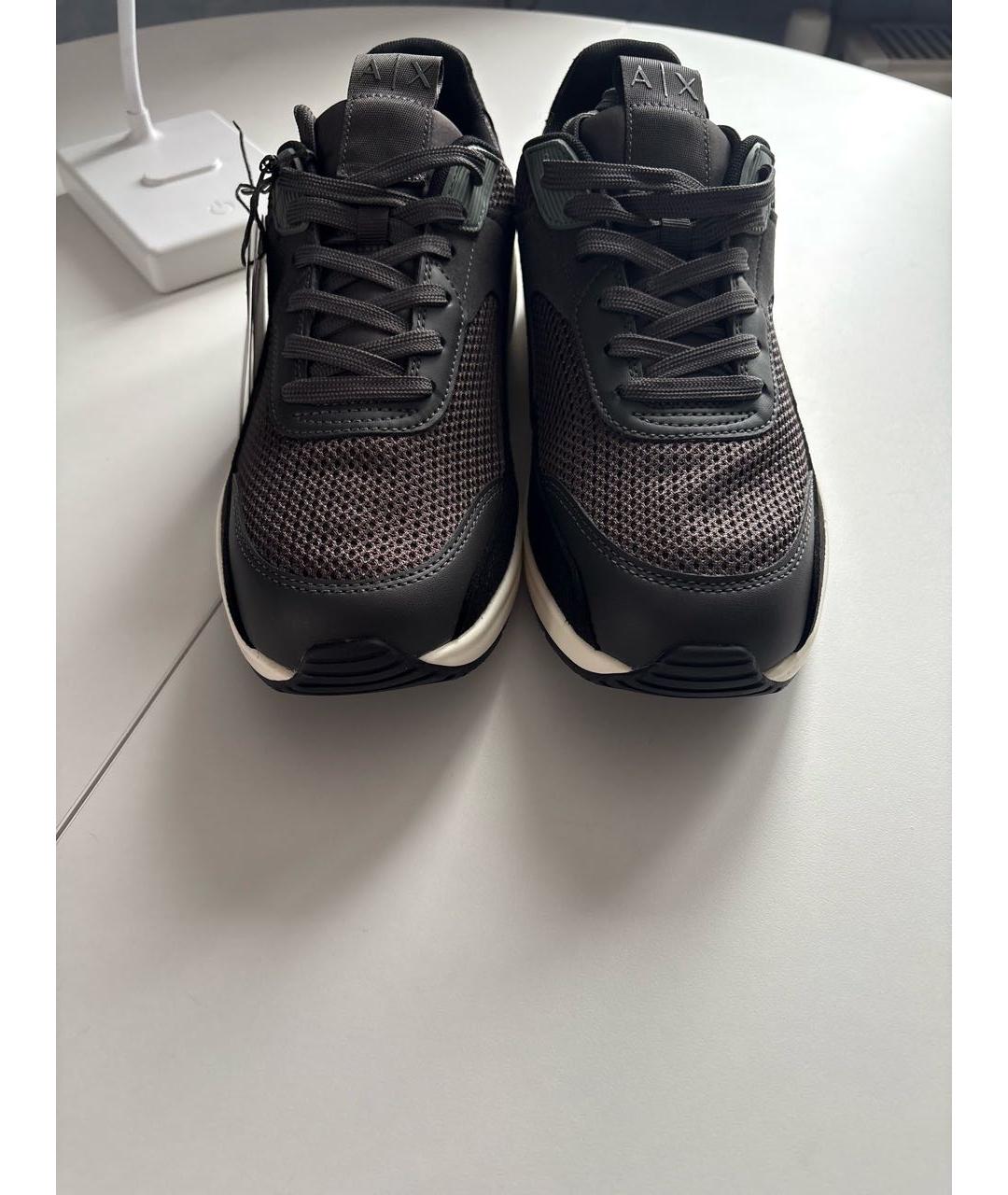 ARMANI EXCHANGE Черные текстильные низкие кроссовки / кеды, фото 2