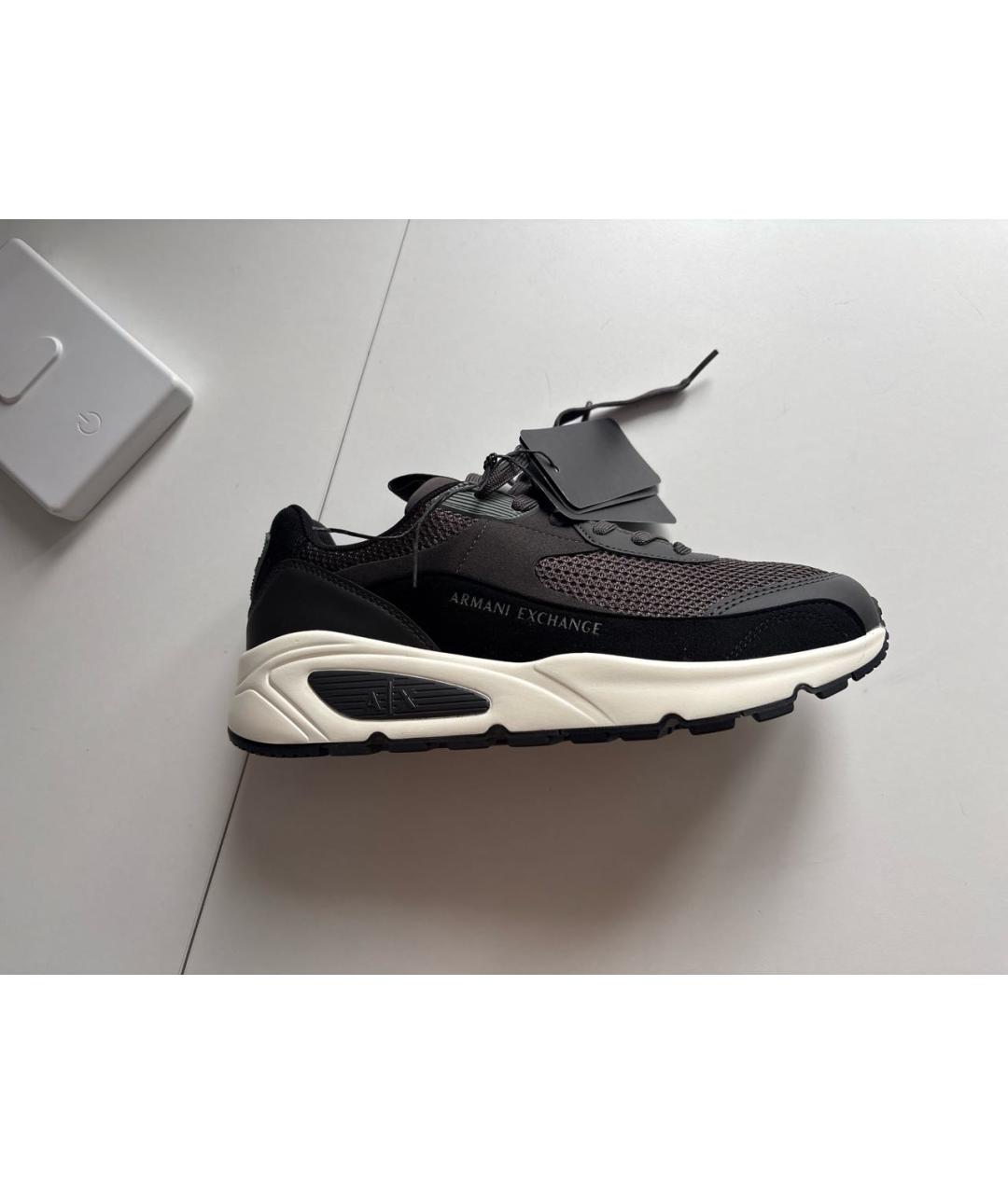 ARMANI EXCHANGE Черные текстильные низкие кроссовки / кеды, фото 5