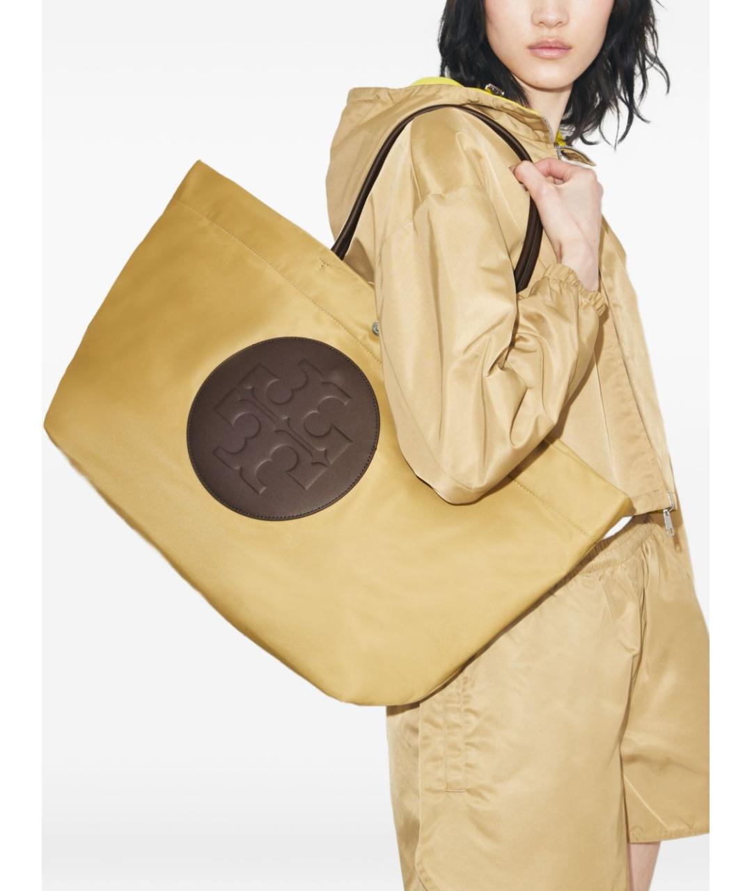 TORY BURCH Бежевая тканевая сумка тоут, фото 2