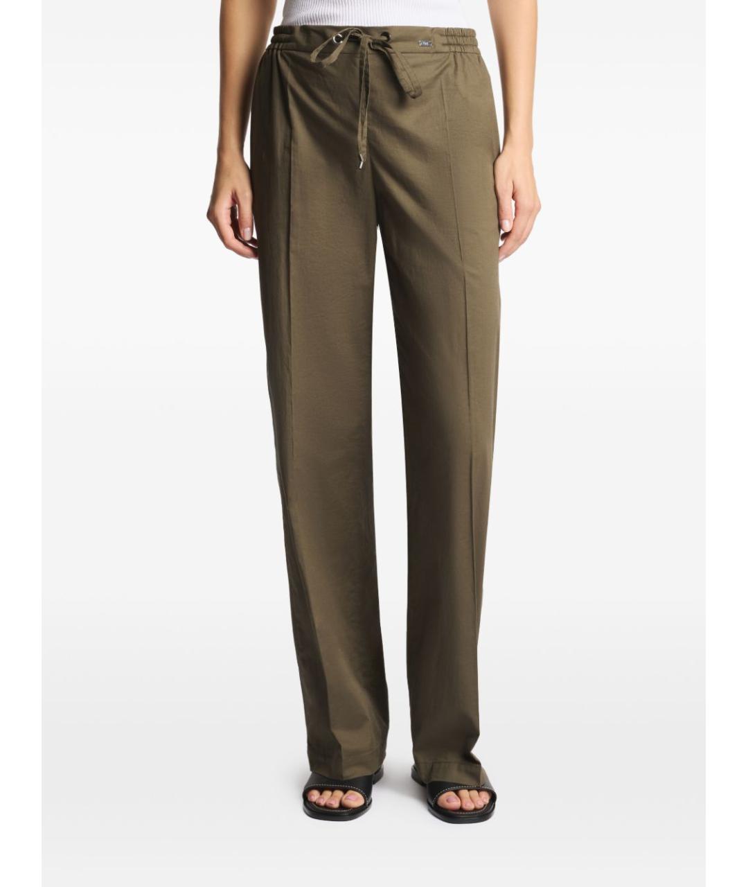 FAY Зеленые хлопковые прямые брюки, фото 4