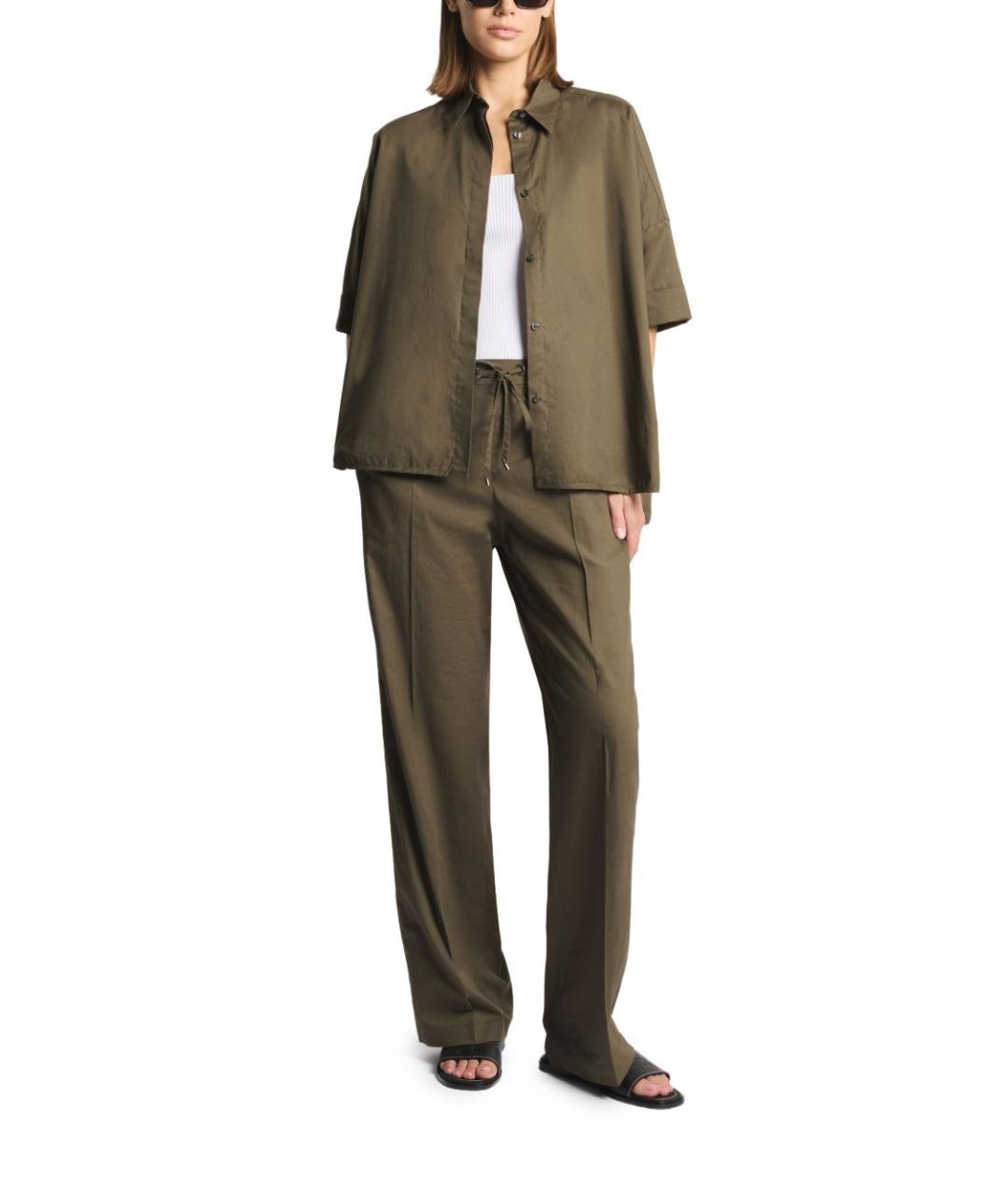 FAY Зеленые хлопковые прямые брюки, фото 3