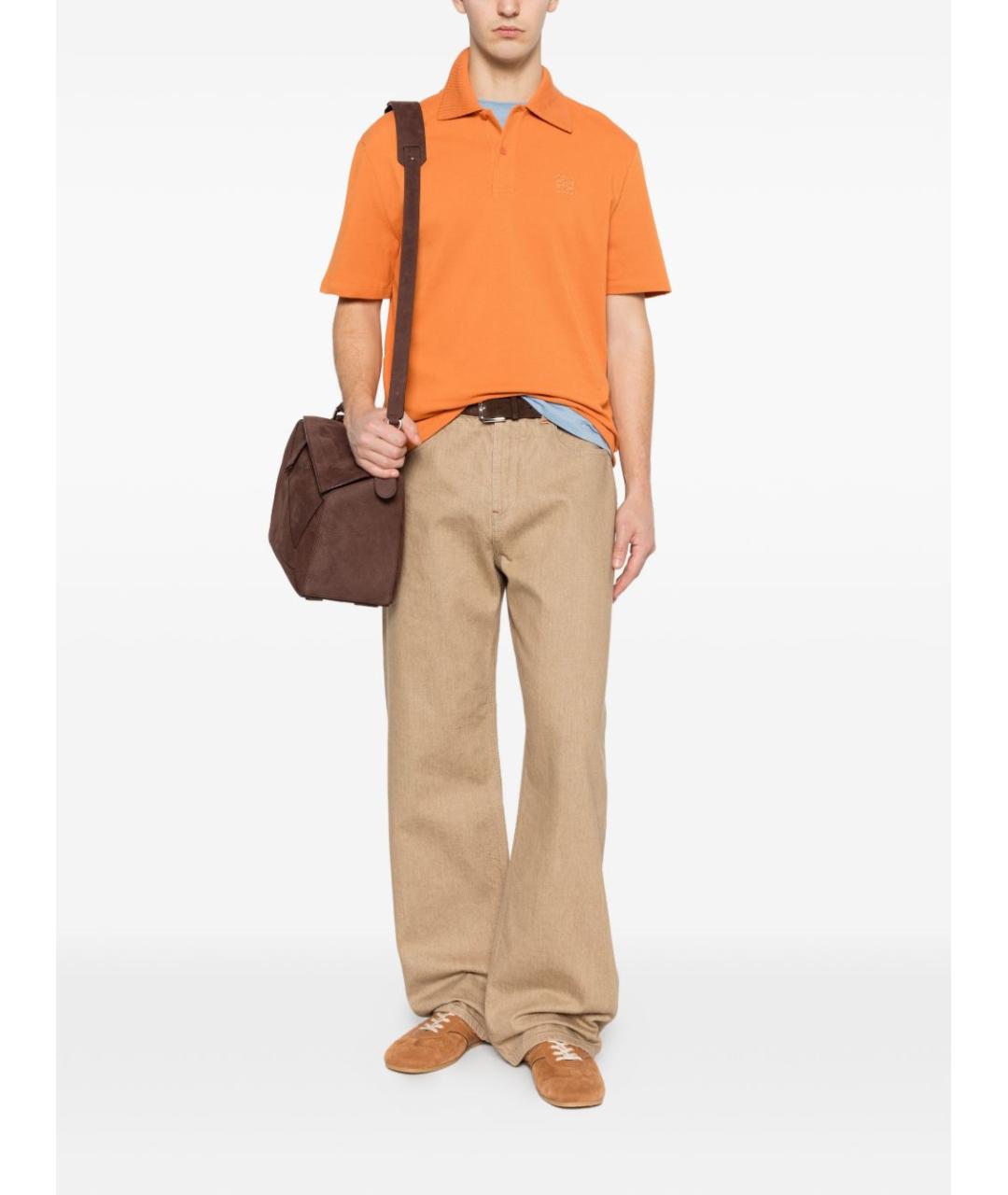 LOEWE Оранжевое хлопковое поло с коротким рукавом, фото 4
