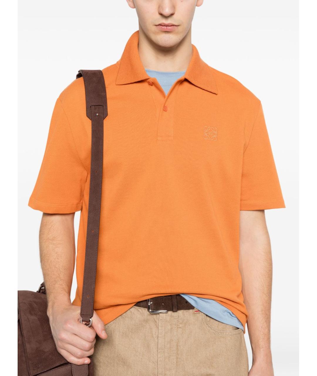 LOEWE Оранжевое хлопковое поло с коротким рукавом, фото 2