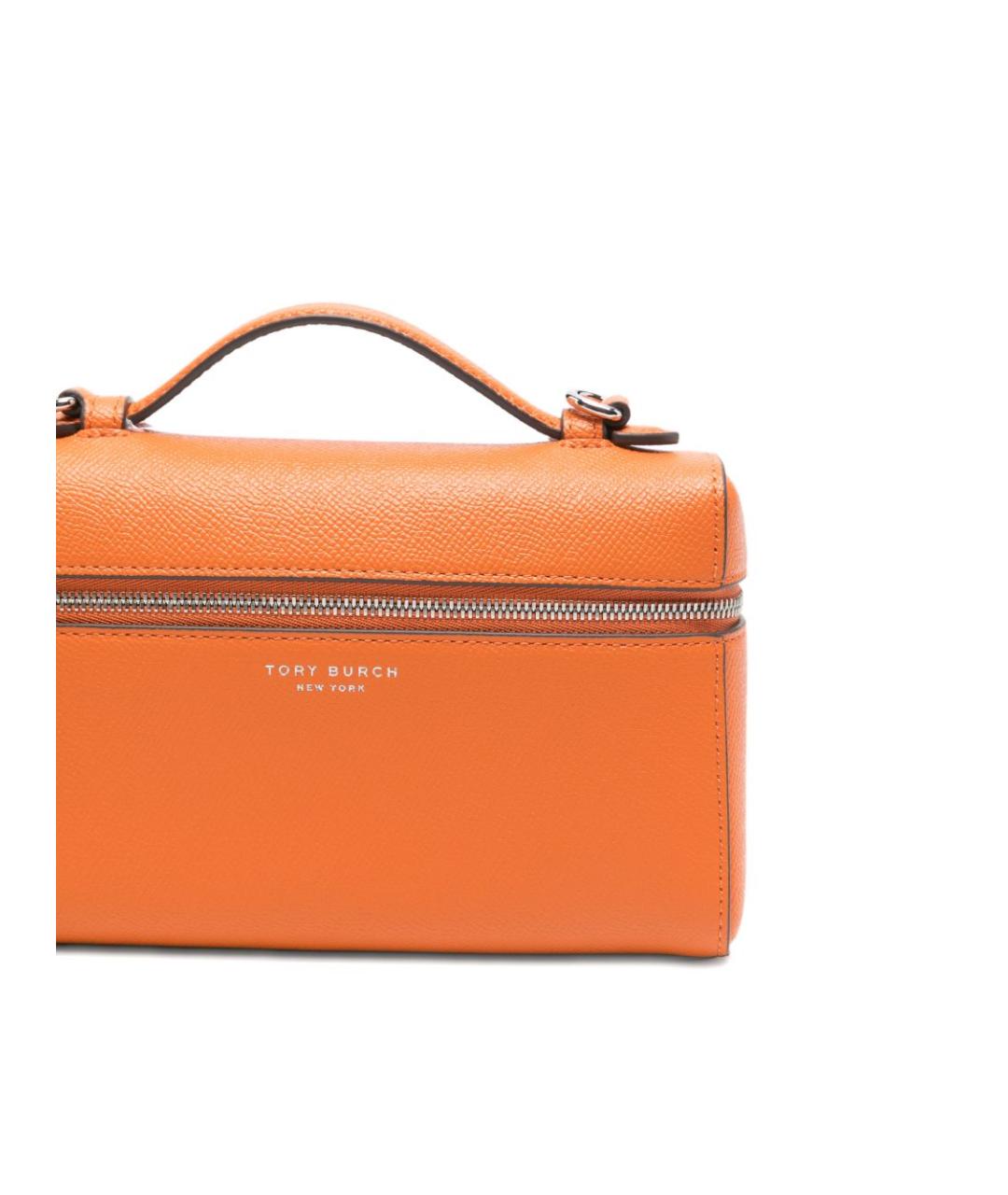 TORY BURCH Оранжевая кожаная сумка с короткими ручками, фото 5