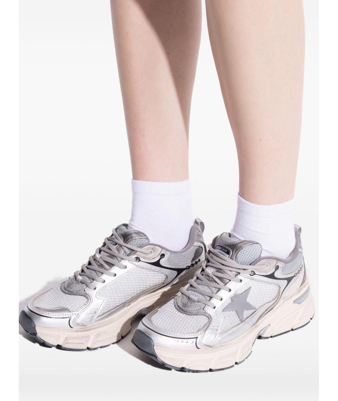 GOLDEN GOOSE DELUXE BRAND Серебряные текстильные кроссовки, фото 5