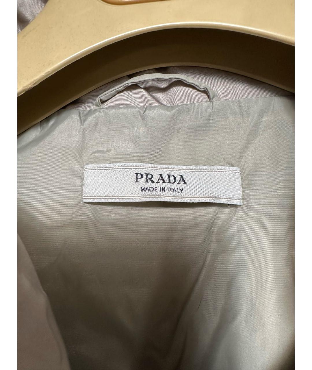 PRADA Серый полиэстеровый пуховик, фото 7