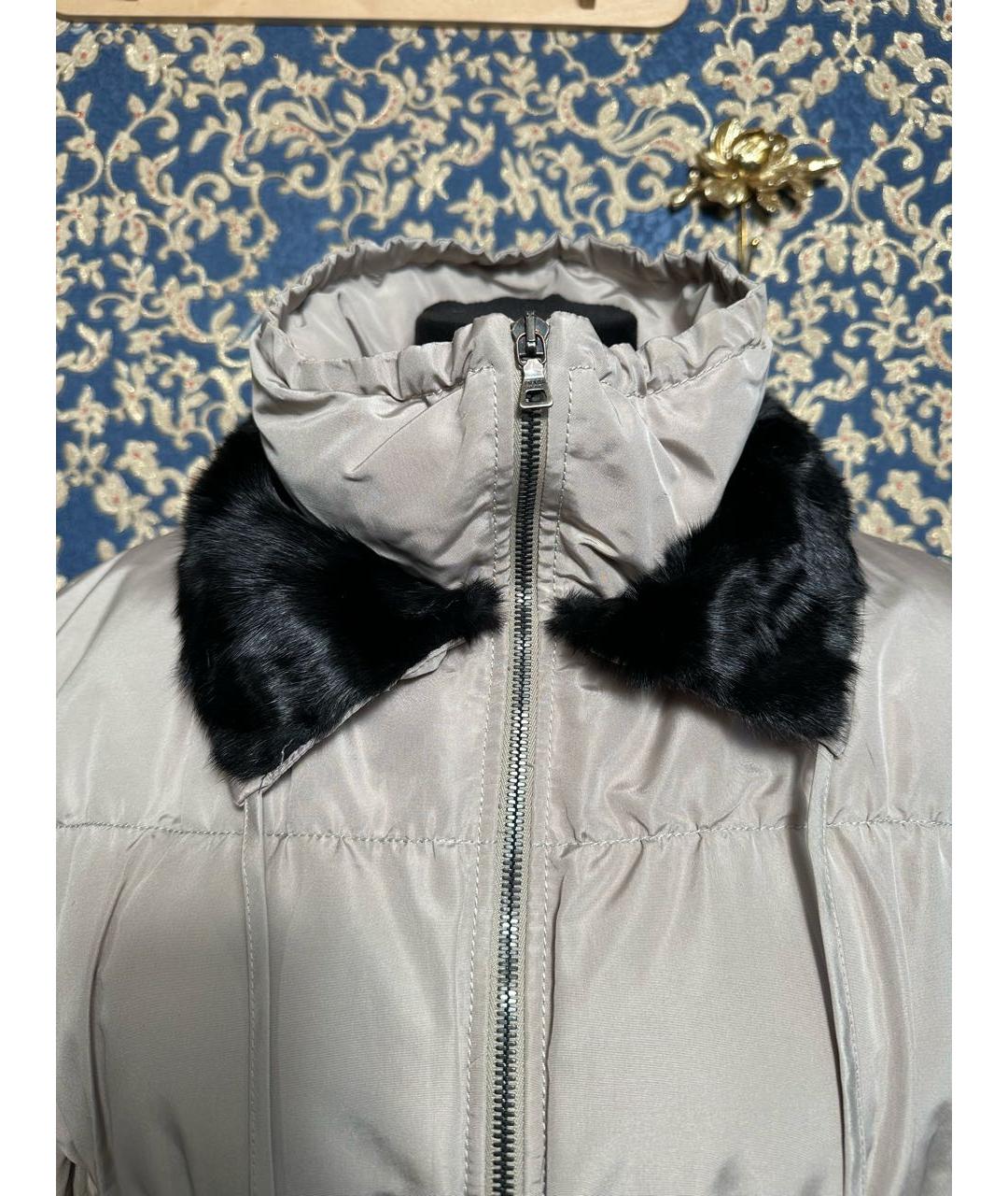 PRADA Серый полиэстеровый пуховик, фото 4