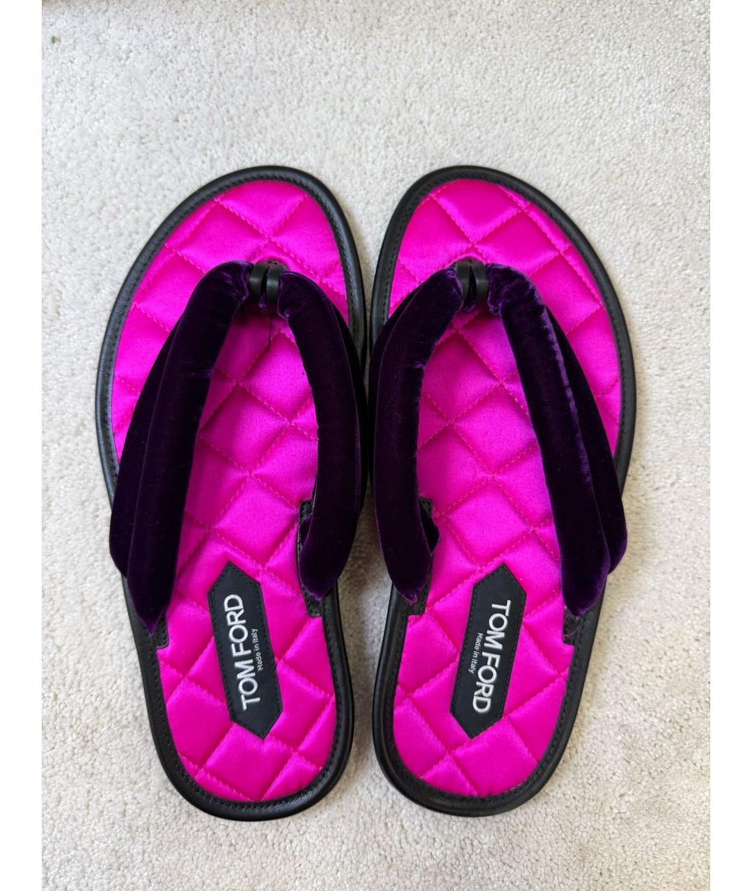 TOM FORD Фуксия бархатные шлепанцы, фото 3