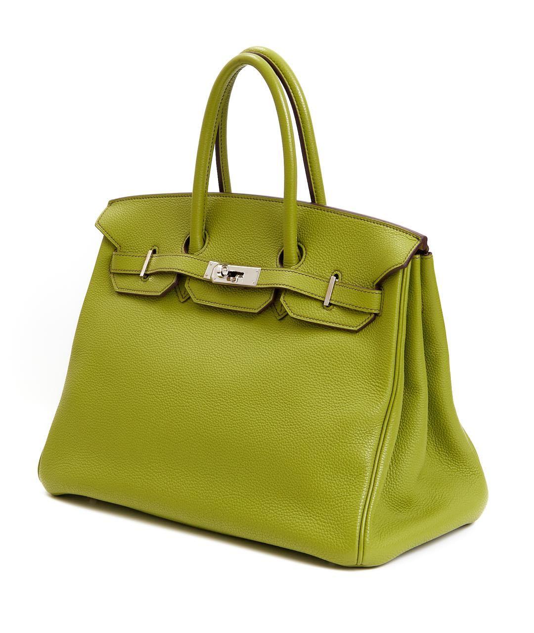 HERMES Салатовая кожаная сумка с короткими ручками, фото 2