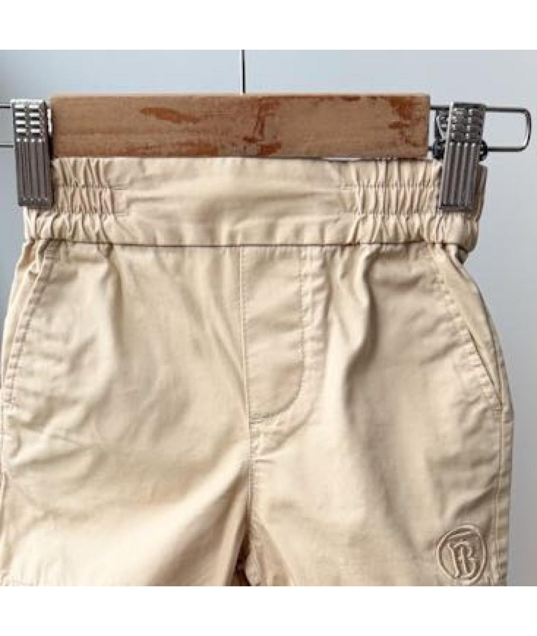 BURBERRY KIDS Бежевые хлопковые детские шорты, фото 3