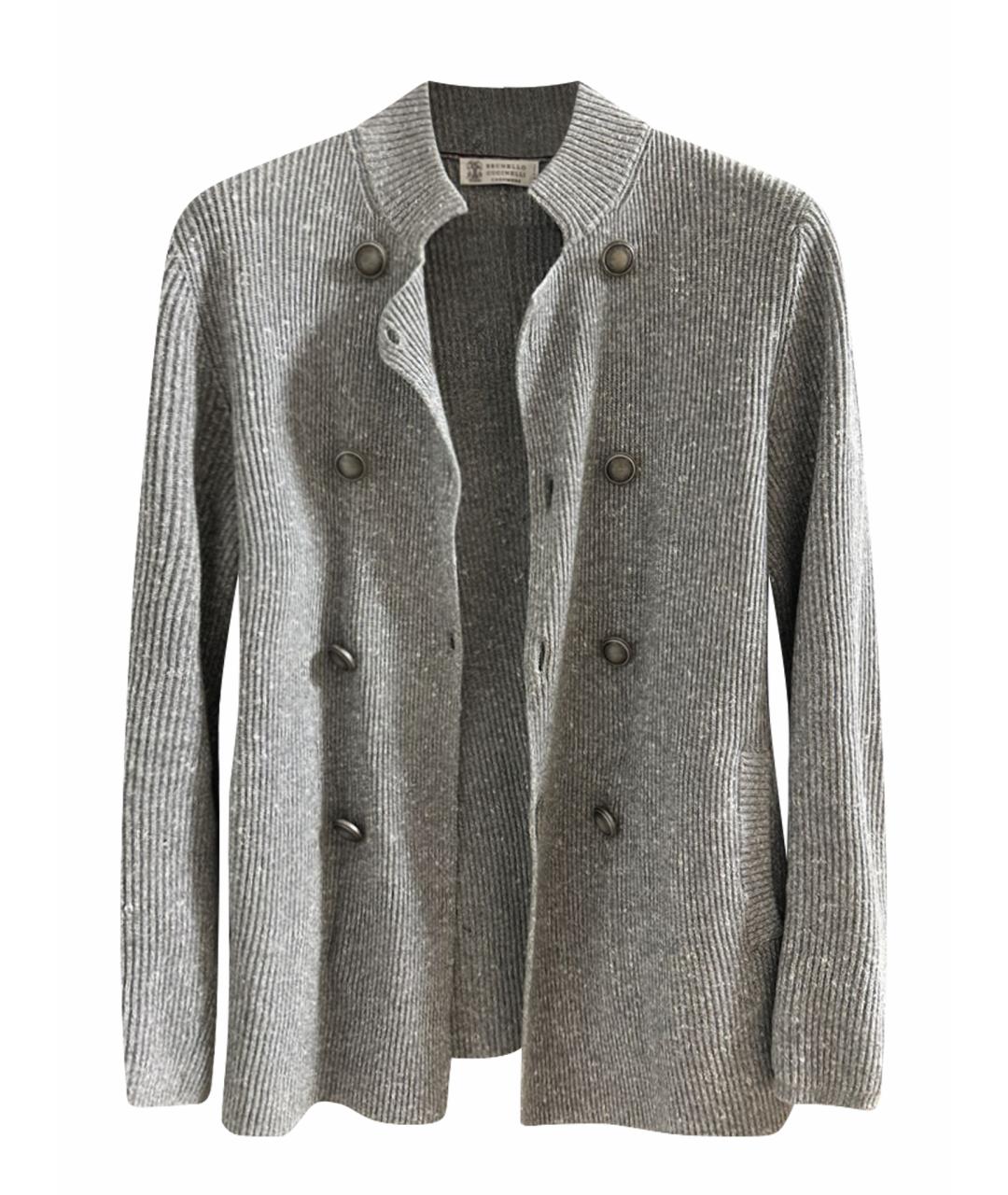 BRUNELLO CUCINELLI Серебрянный кашемировый кардиган, фото 1