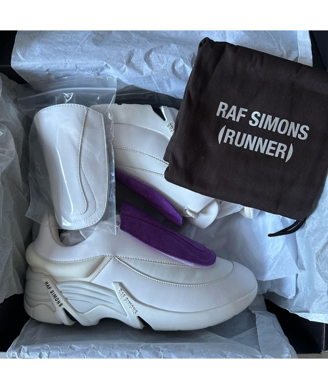 RAF SIMONS Белые кожаные низкие кроссовки / кеды, фото 7