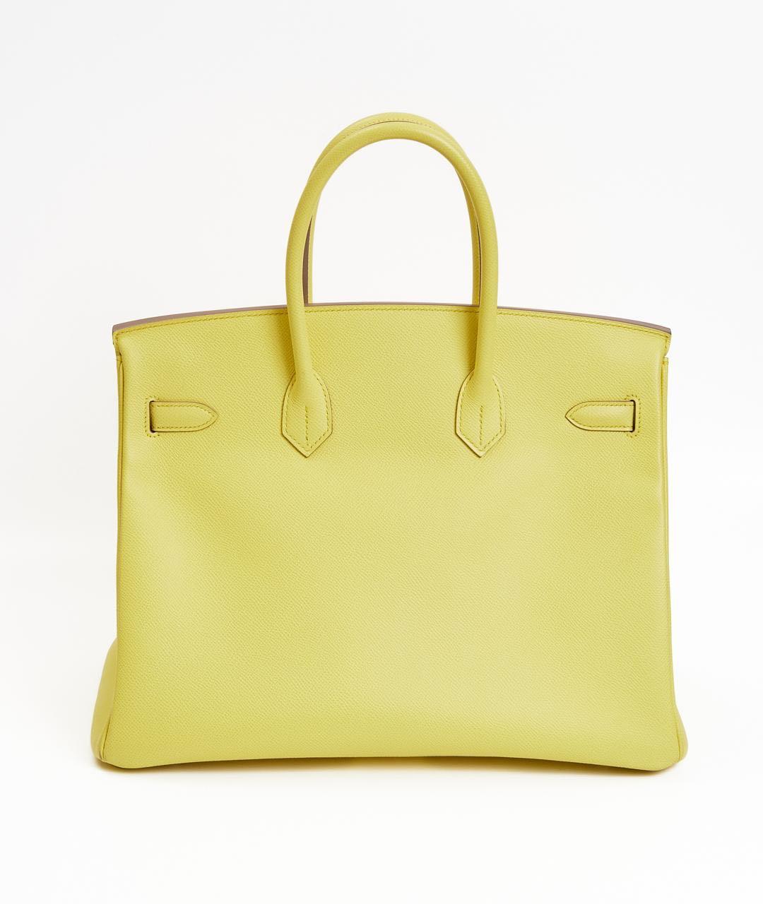 HERMES Желтая кожаная сумка с короткими ручками, фото 3