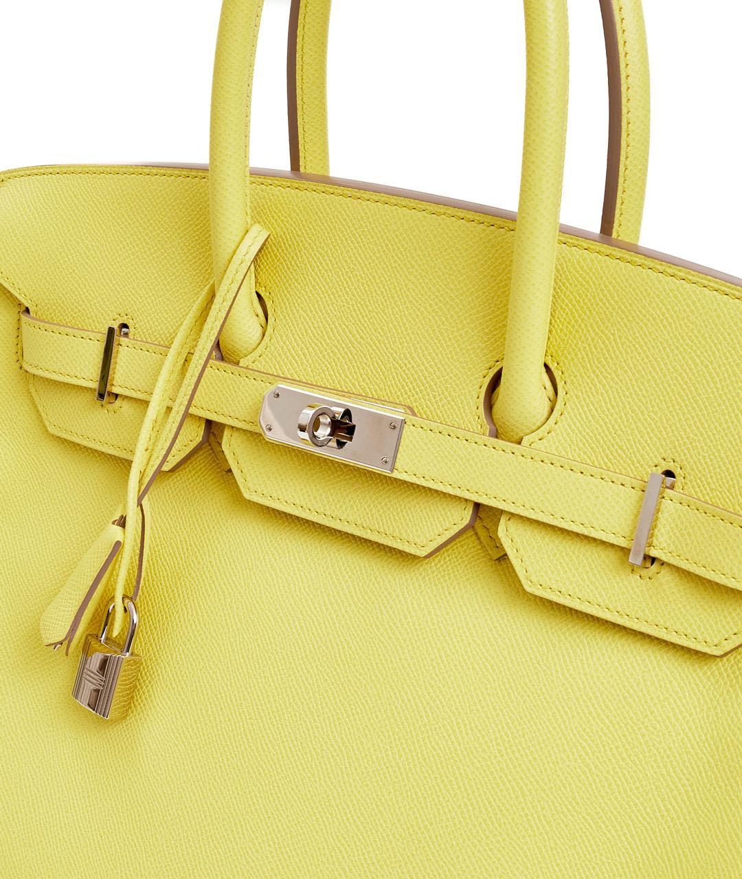 HERMES Желтая кожаная сумка с короткими ручками, фото 2