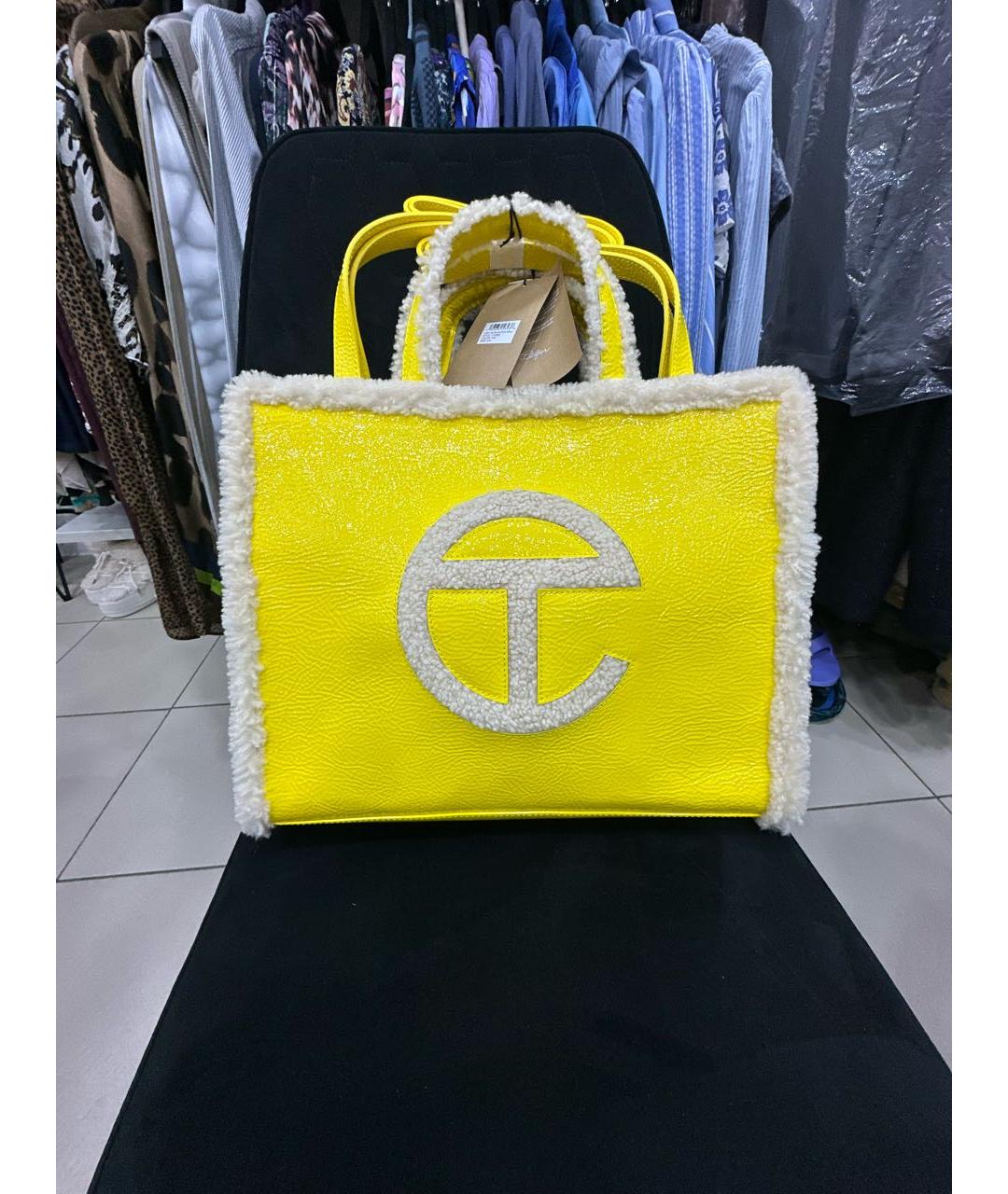 UGG AUSTRALIA Желтая сумка тоут из лакированной кожи, фото 5