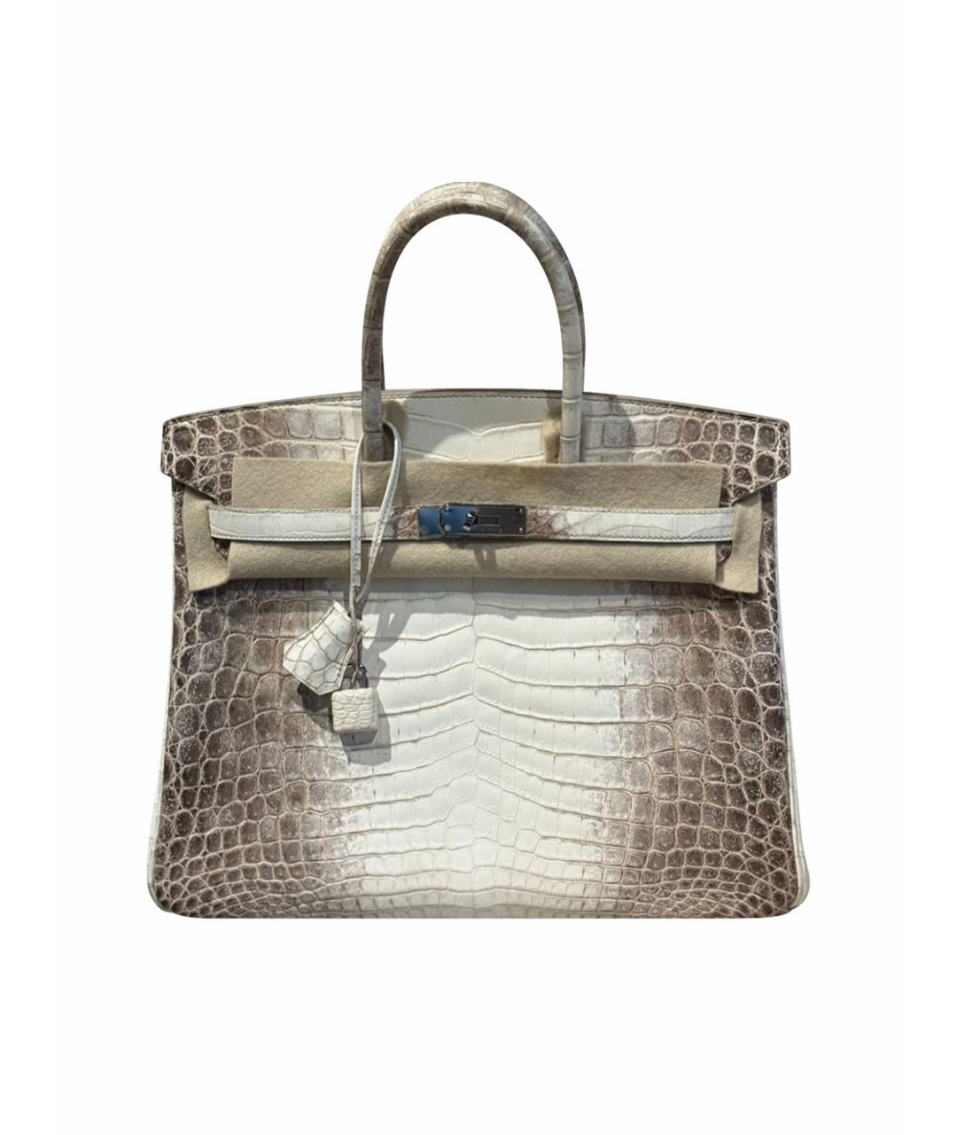 HERMES Белая сумка с короткими ручками из экзотической кожи, фото 1