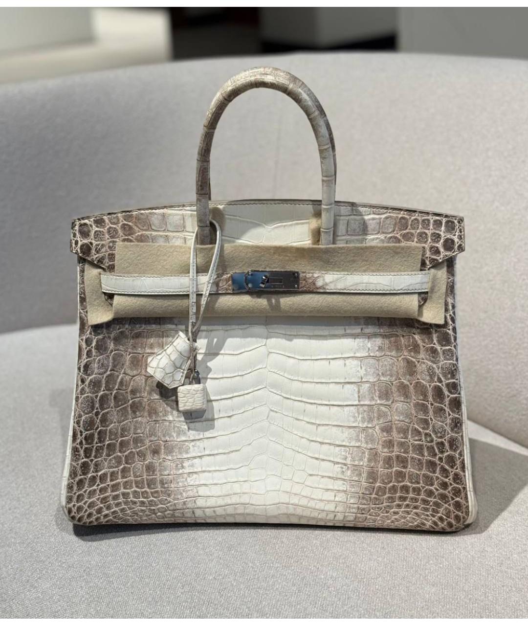 HERMES Белая сумка с короткими ручками из экзотической кожи, фото 2