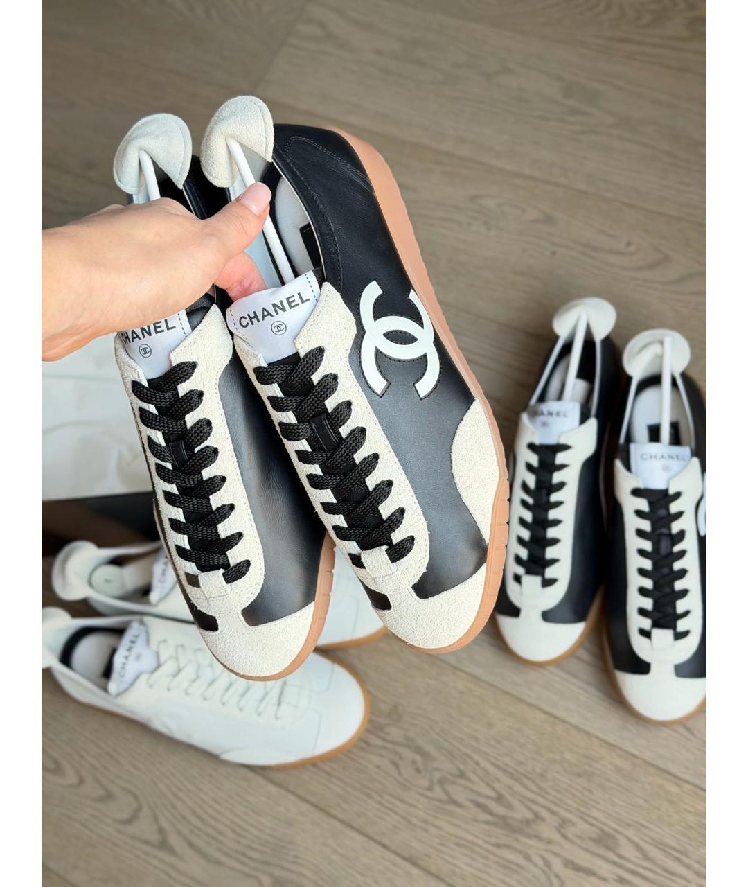 CHANEL Черные кожаные кроссовки, фото 2