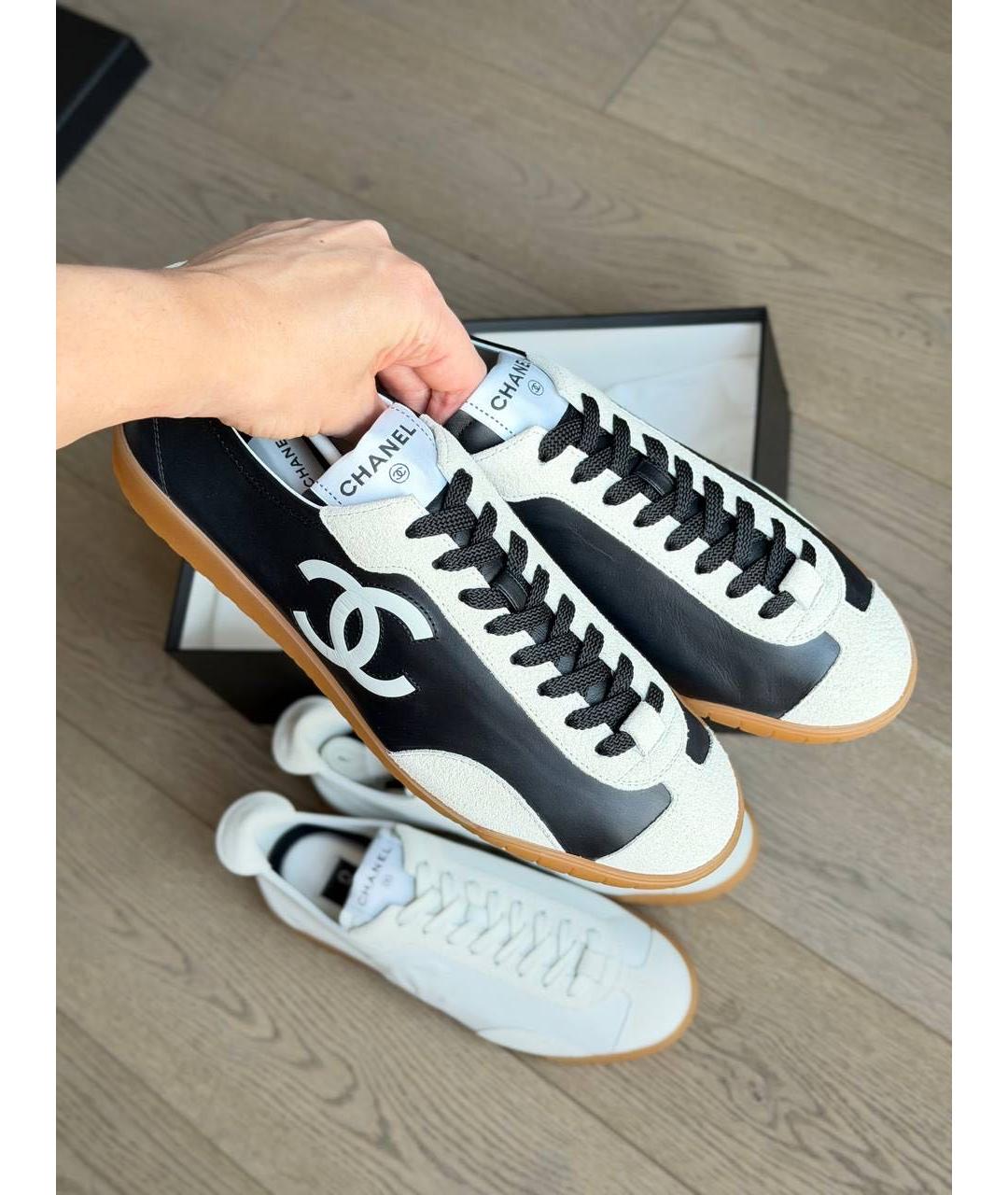 CHANEL Черные кожаные кроссовки, фото 5