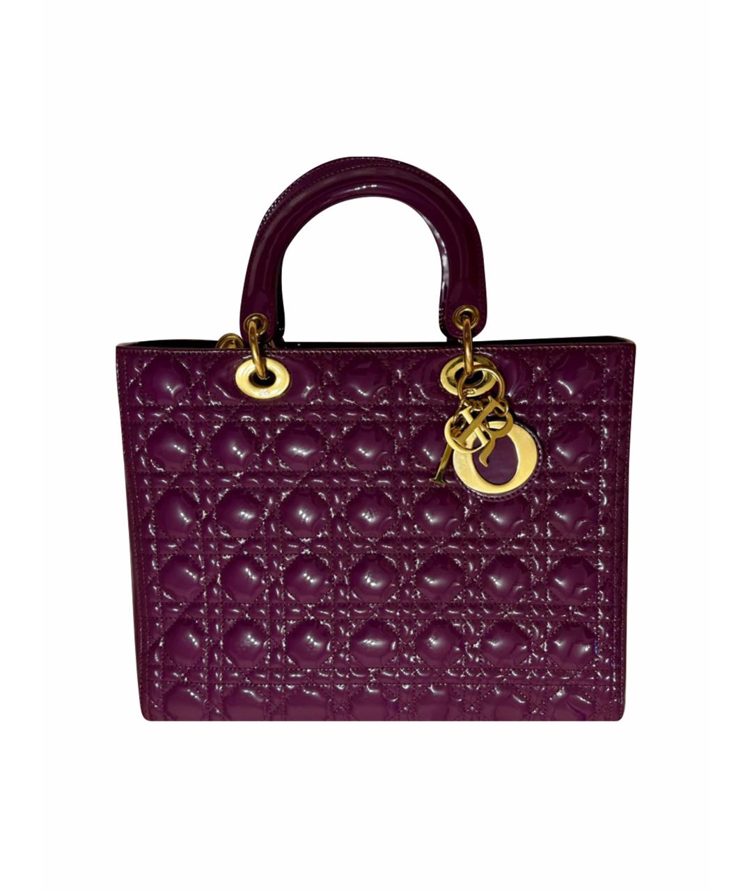 CHRISTIAN DIOR Фиолетовая сумка с короткими ручками из лакированной кожи, фото 1