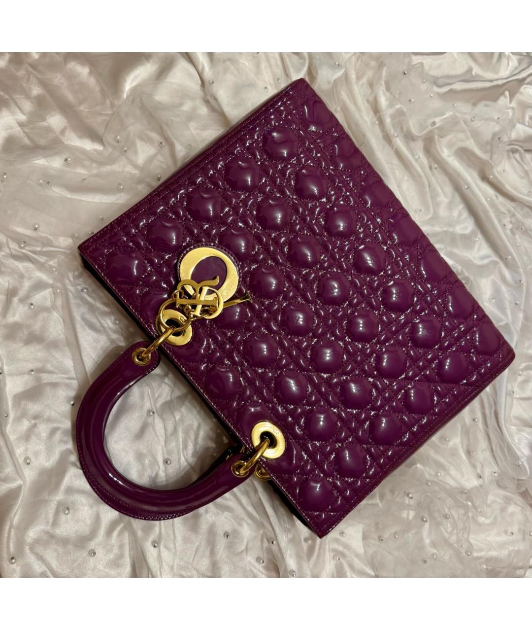 CHRISTIAN DIOR Фиолетовая сумка с короткими ручками из лакированной кожи, фото 2