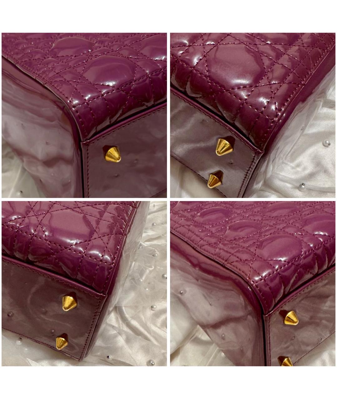 CHRISTIAN DIOR Фиолетовая сумка с короткими ручками из лакированной кожи, фото 7