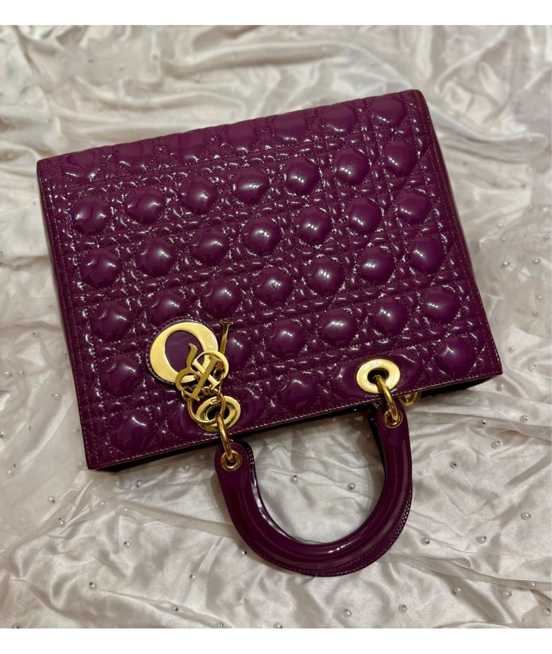 CHRISTIAN DIOR Фиолетовая сумка с короткими ручками из лакированной кожи, фото 9