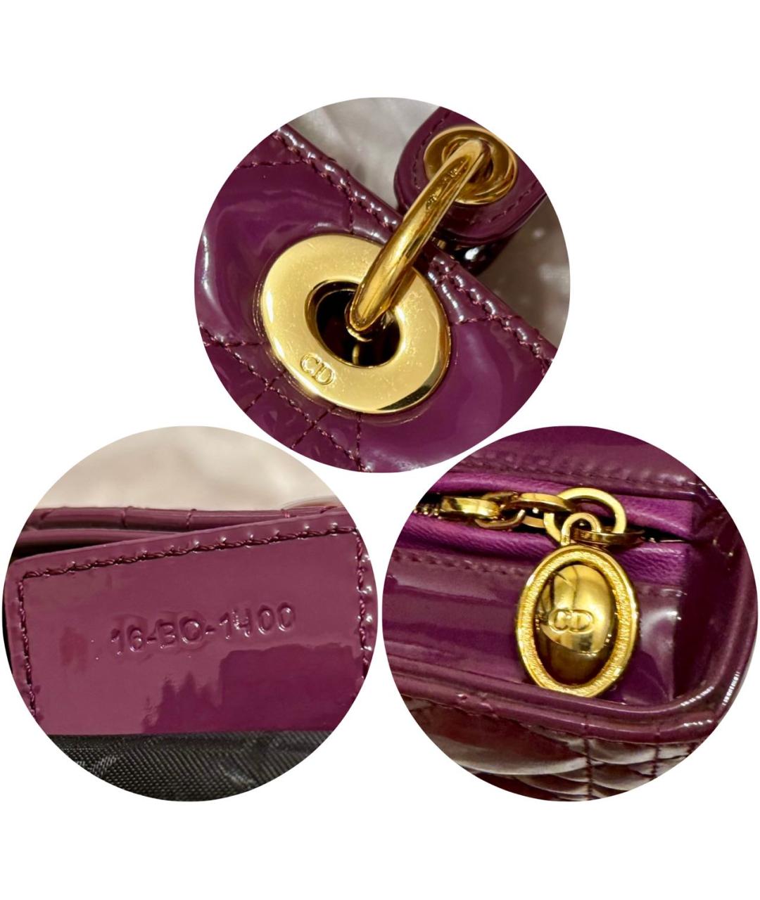 CHRISTIAN DIOR Фиолетовая сумка с короткими ручками из лакированной кожи, фото 6