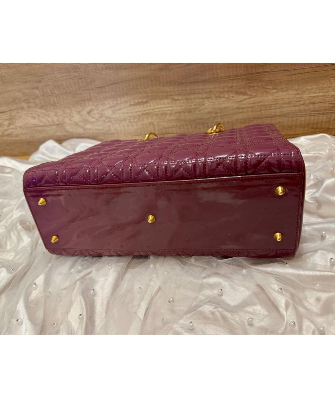 CHRISTIAN DIOR Фиолетовая сумка с короткими ручками из лакированной кожи, фото 8