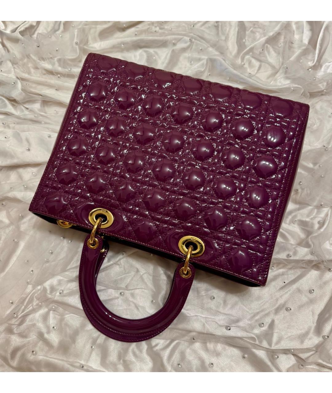 CHRISTIAN DIOR Фиолетовая сумка с короткими ручками из лакированной кожи, фото 4