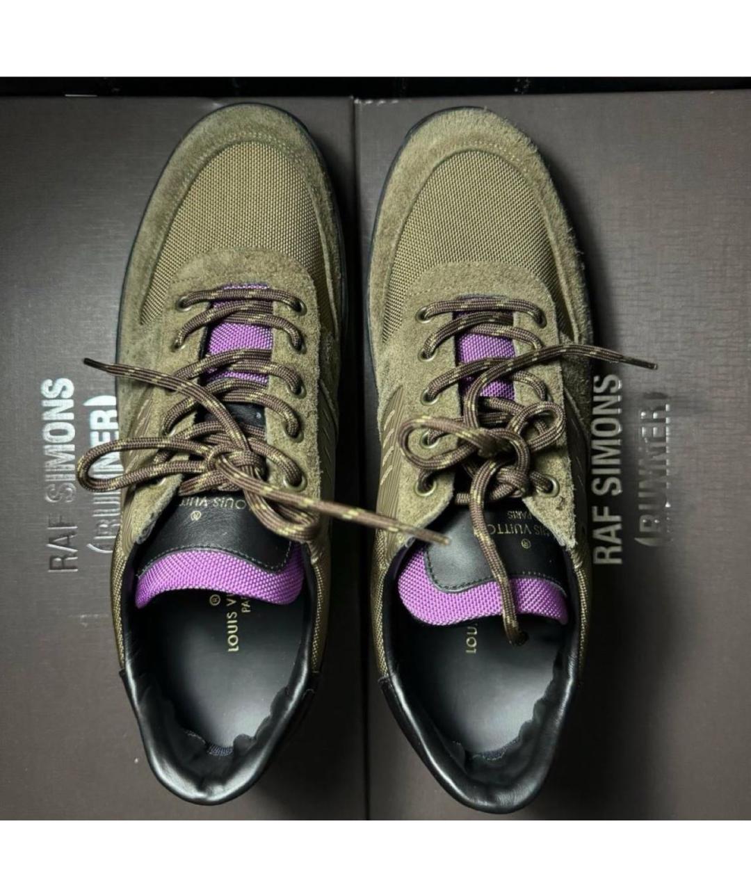 LOUIS VUITTON Хаки замшевые низкие кроссовки / кеды, фото 2