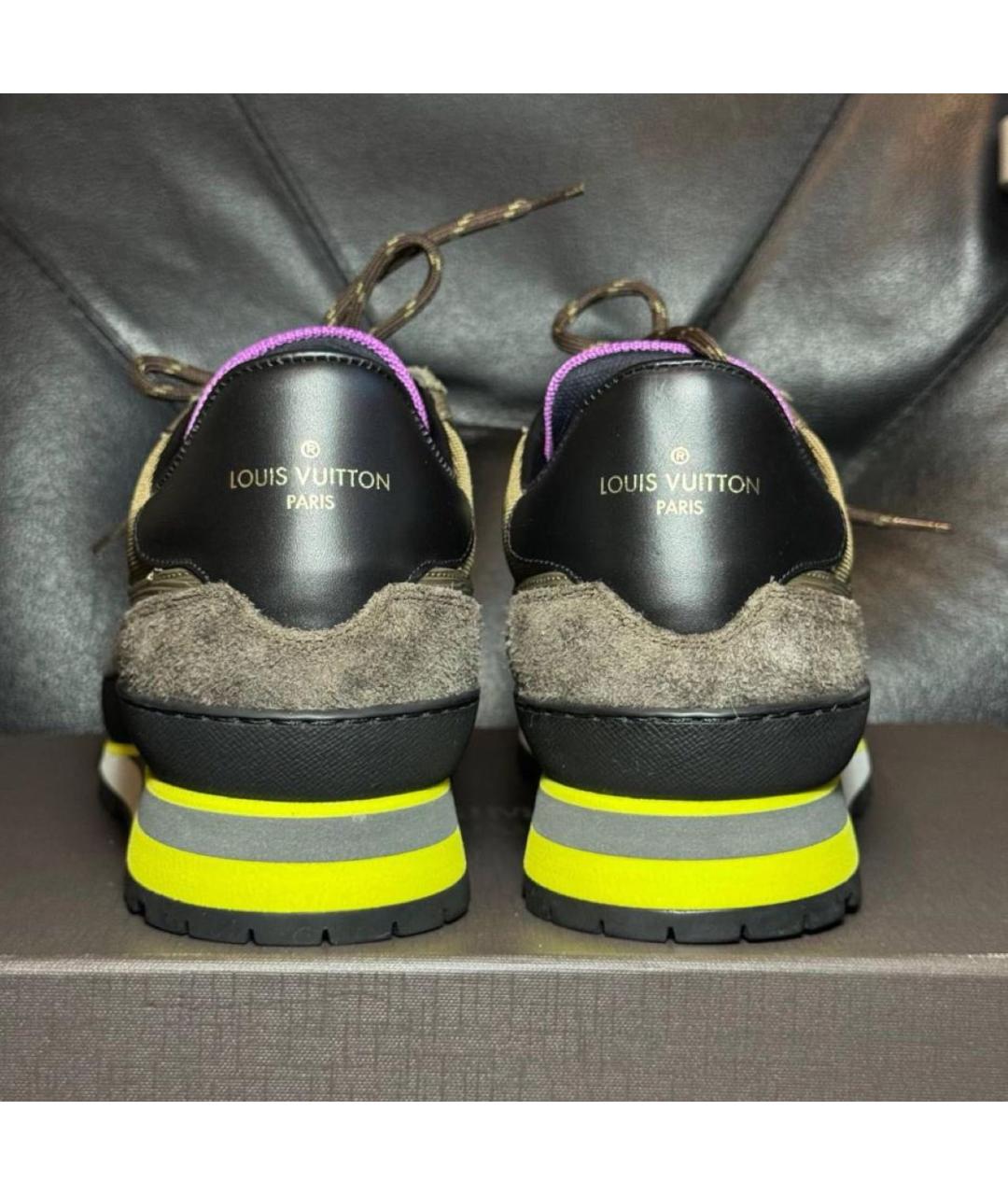 LOUIS VUITTON Хаки замшевые низкие кроссовки / кеды, фото 3