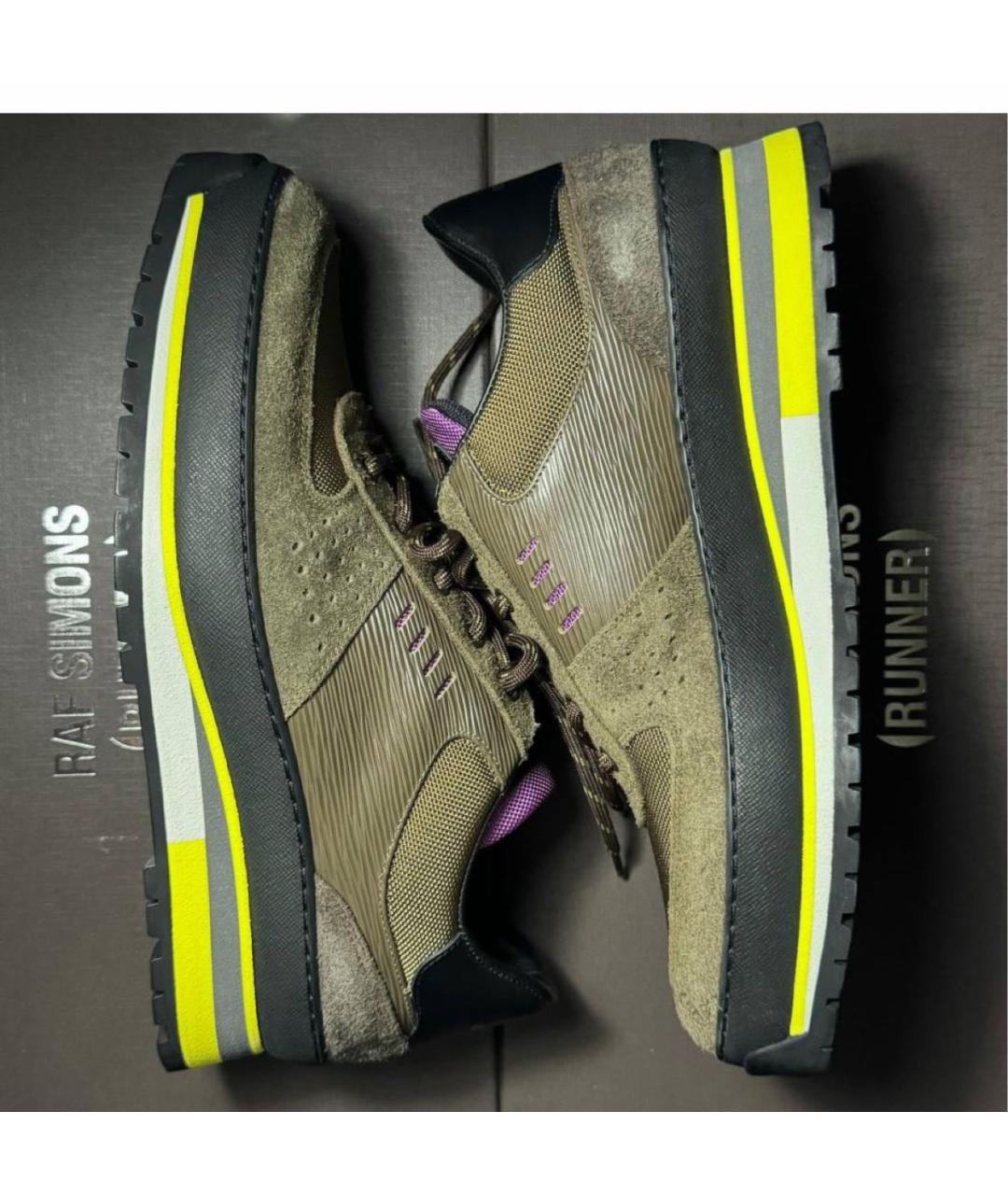 LOUIS VUITTON Хаки замшевые низкие кроссовки / кеды, фото 4