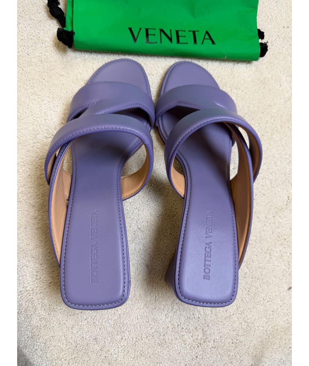 BOTTEGA VENETA Фиолетовые кожаные мюли, фото 4