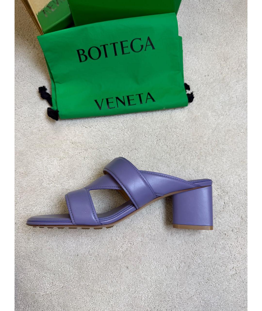 BOTTEGA VENETA Фиолетовые кожаные мюли, фото 8