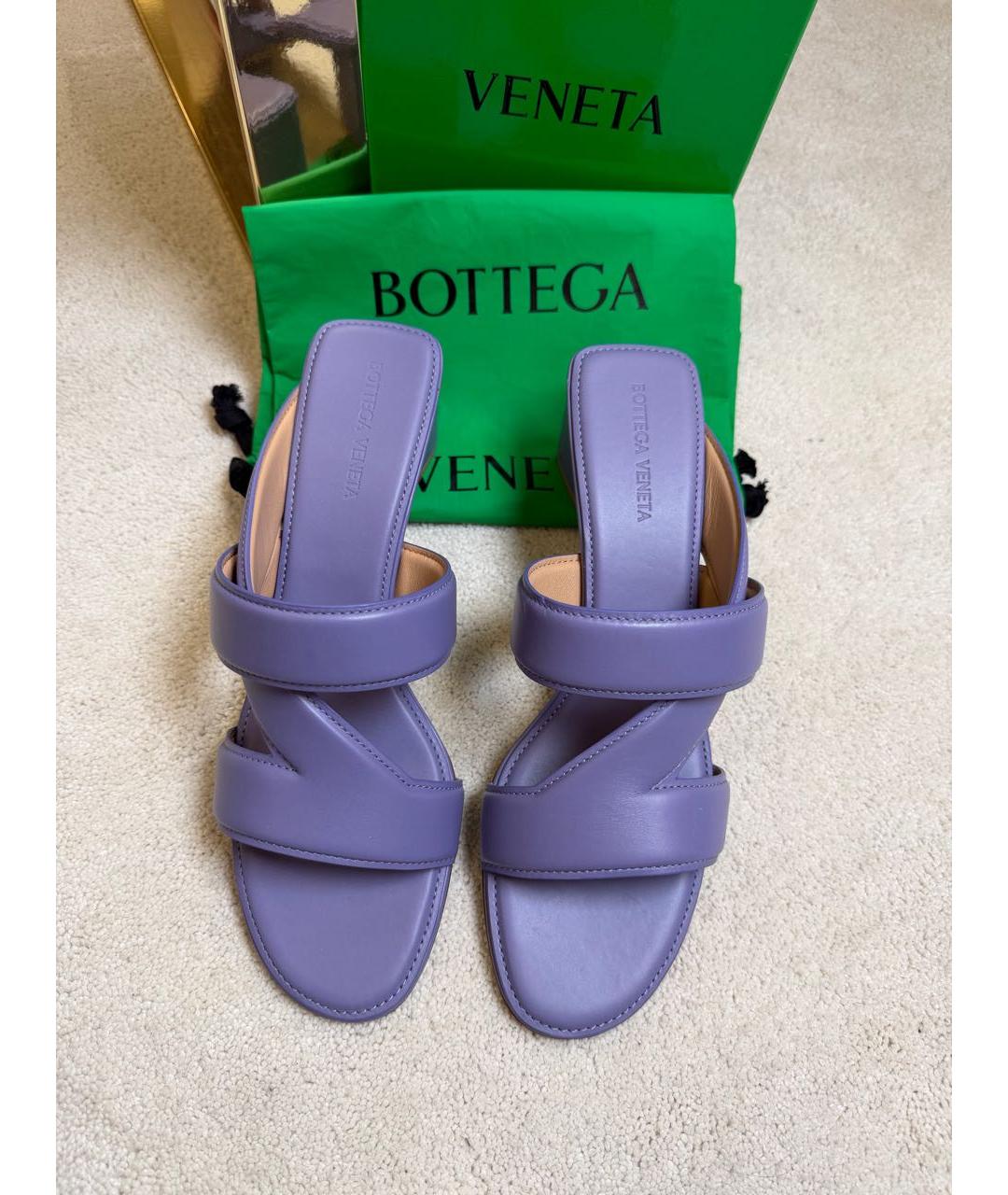 BOTTEGA VENETA Фиолетовые кожаные мюли, фото 3