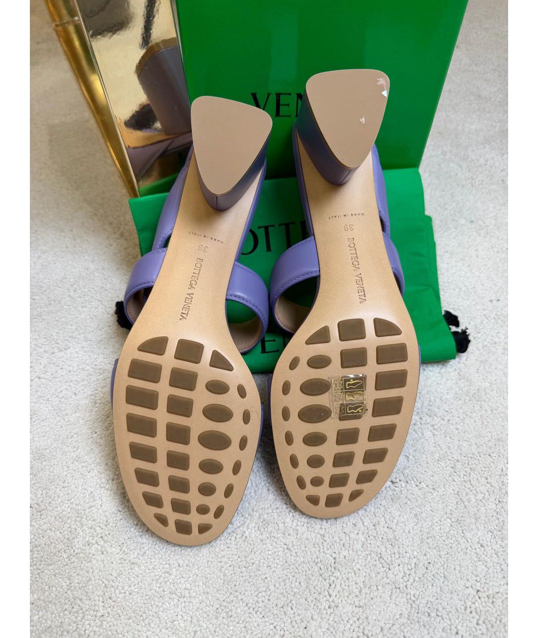 BOTTEGA VENETA Фиолетовые кожаные мюли, фото 2