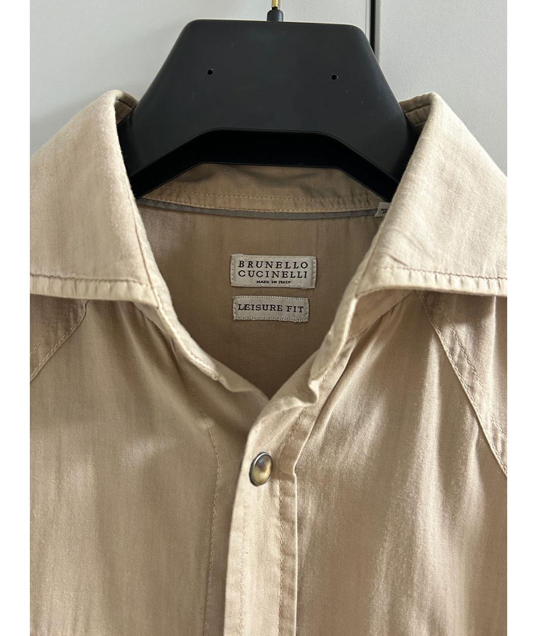 BRUNELLO CUCINELLI Бежевая хлопковая классическая рубашка, фото 2