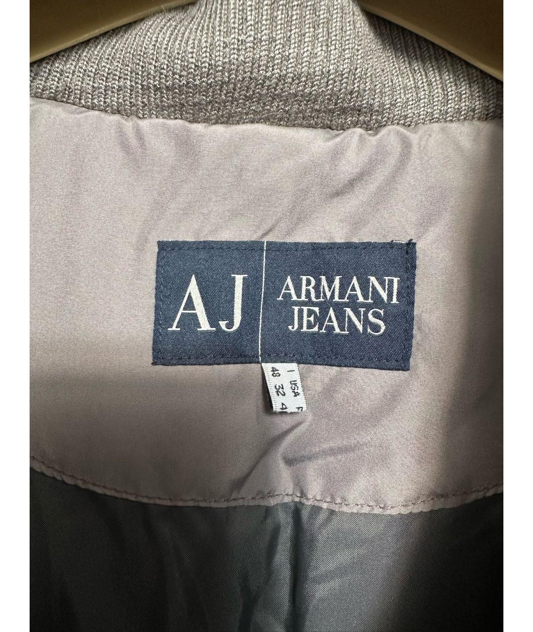 ARMANI JEANS Серый полиэстеровый пуховик, фото 5