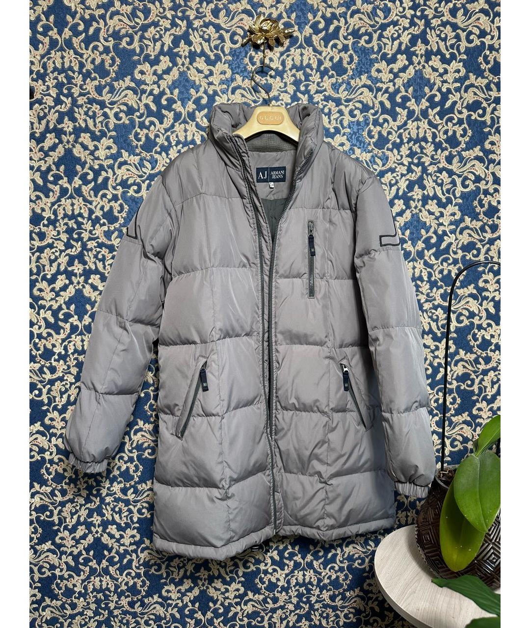 ARMANI JEANS Серый полиэстеровый пуховик, фото 3