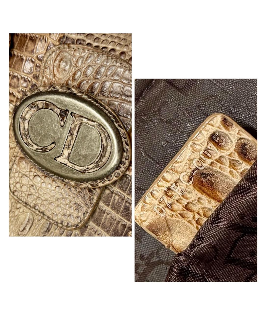 CHRISTIAN DIOR Бежевая кожаная сумка через плечо, фото 4