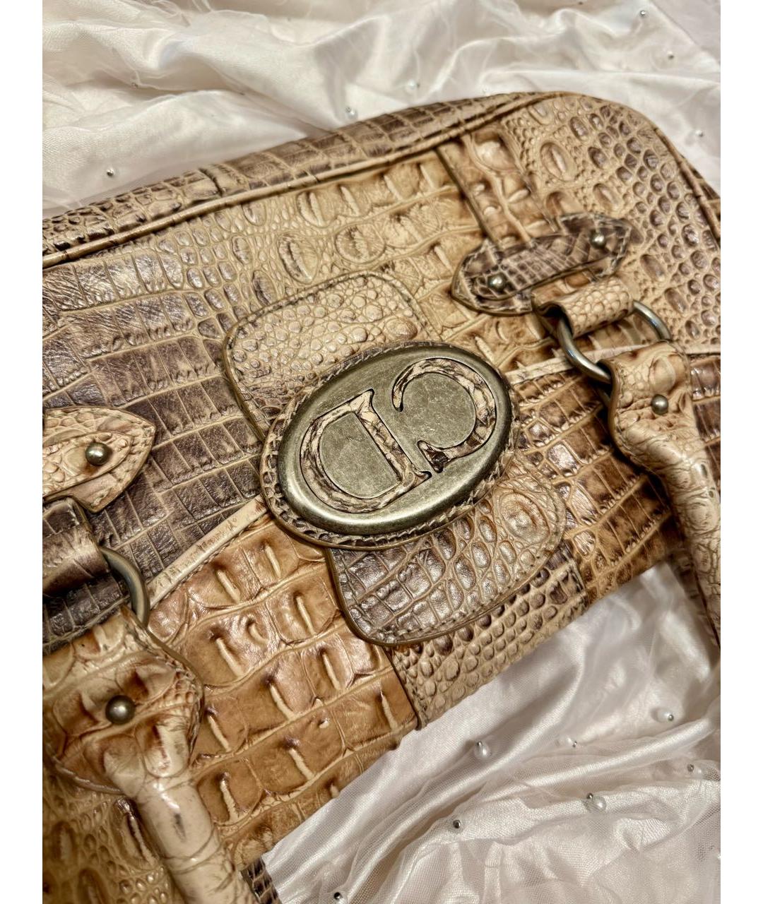 CHRISTIAN DIOR Бежевая кожаная сумка через плечо, фото 7