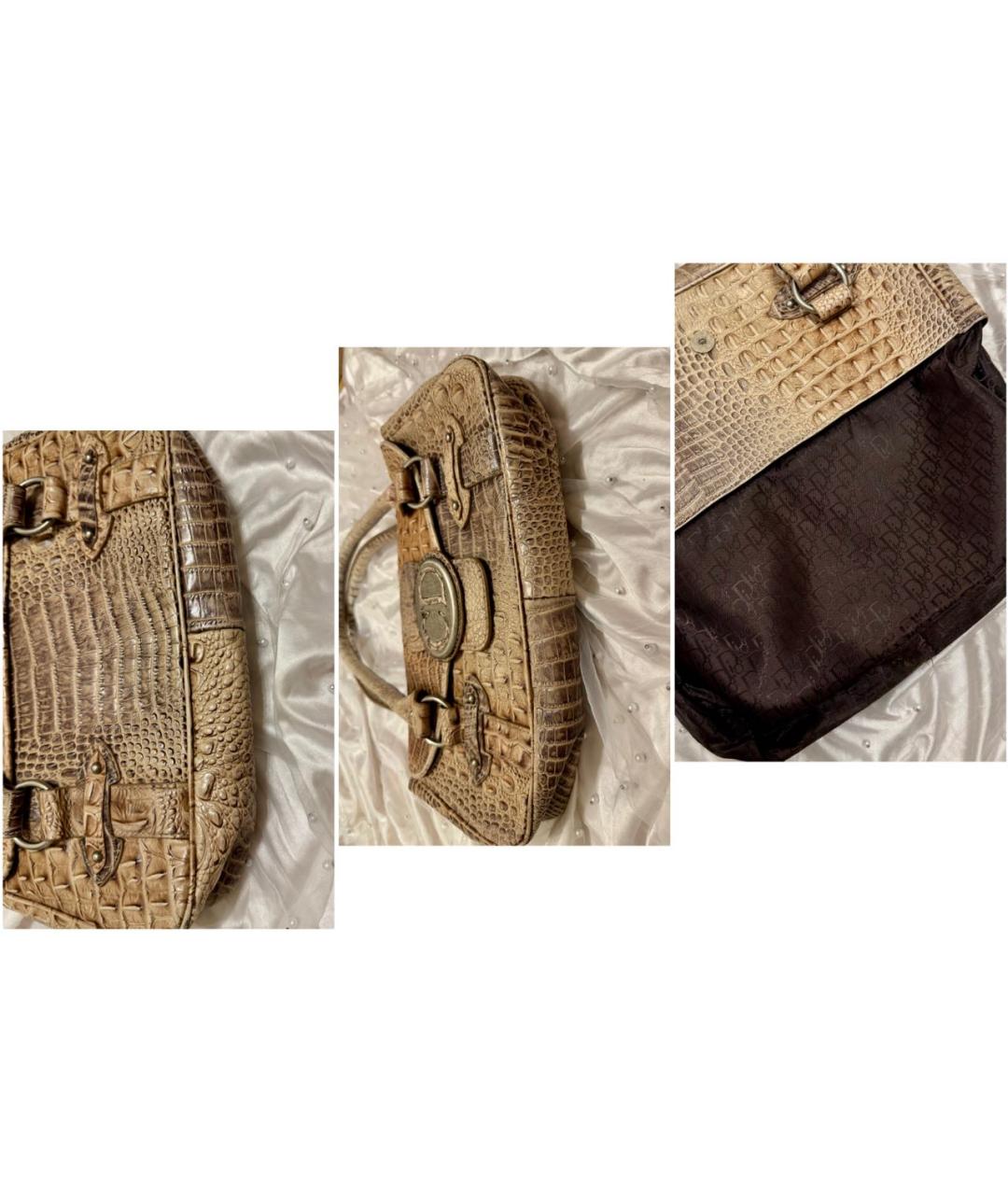 CHRISTIAN DIOR Бежевая кожаная сумка через плечо, фото 6