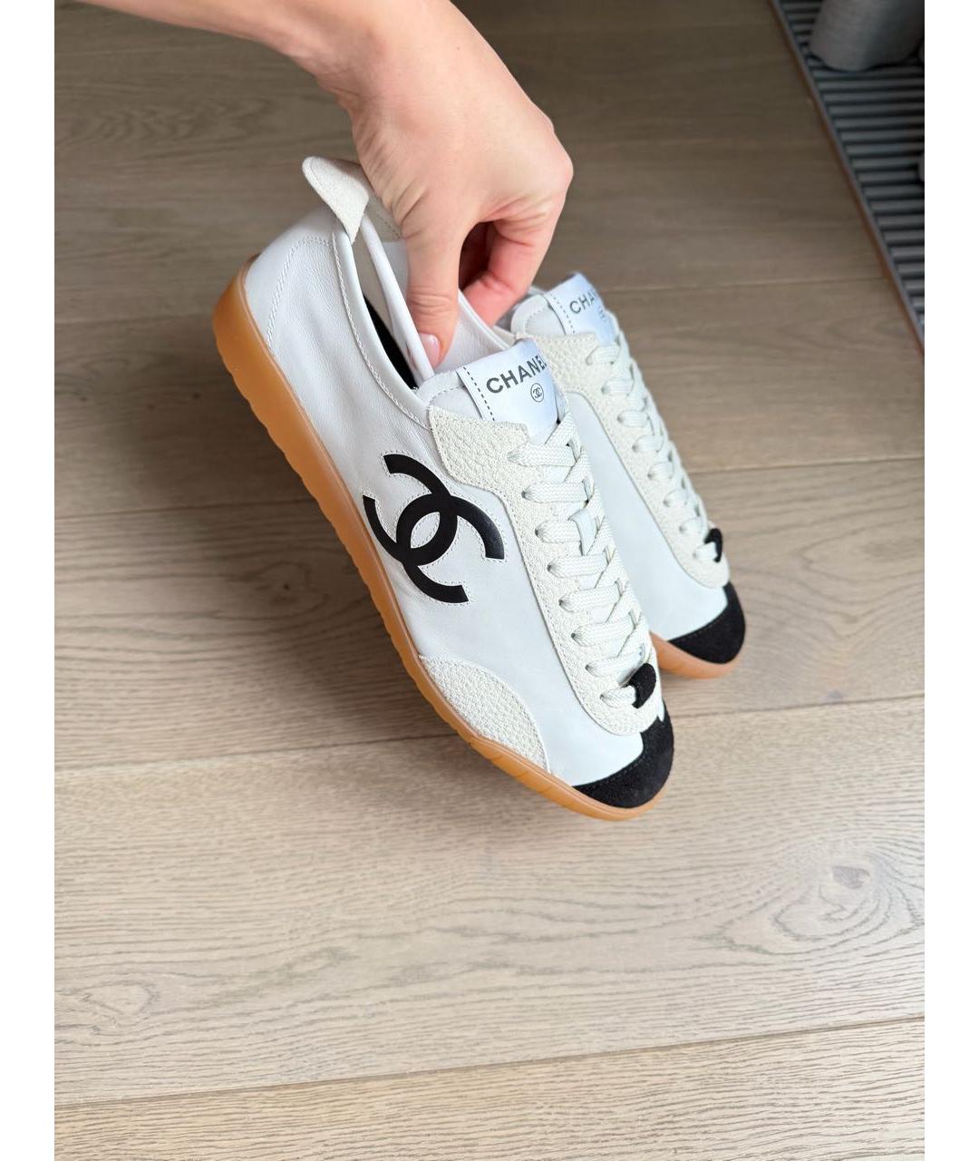 CHANEL Белые кожаные кеды, фото 6