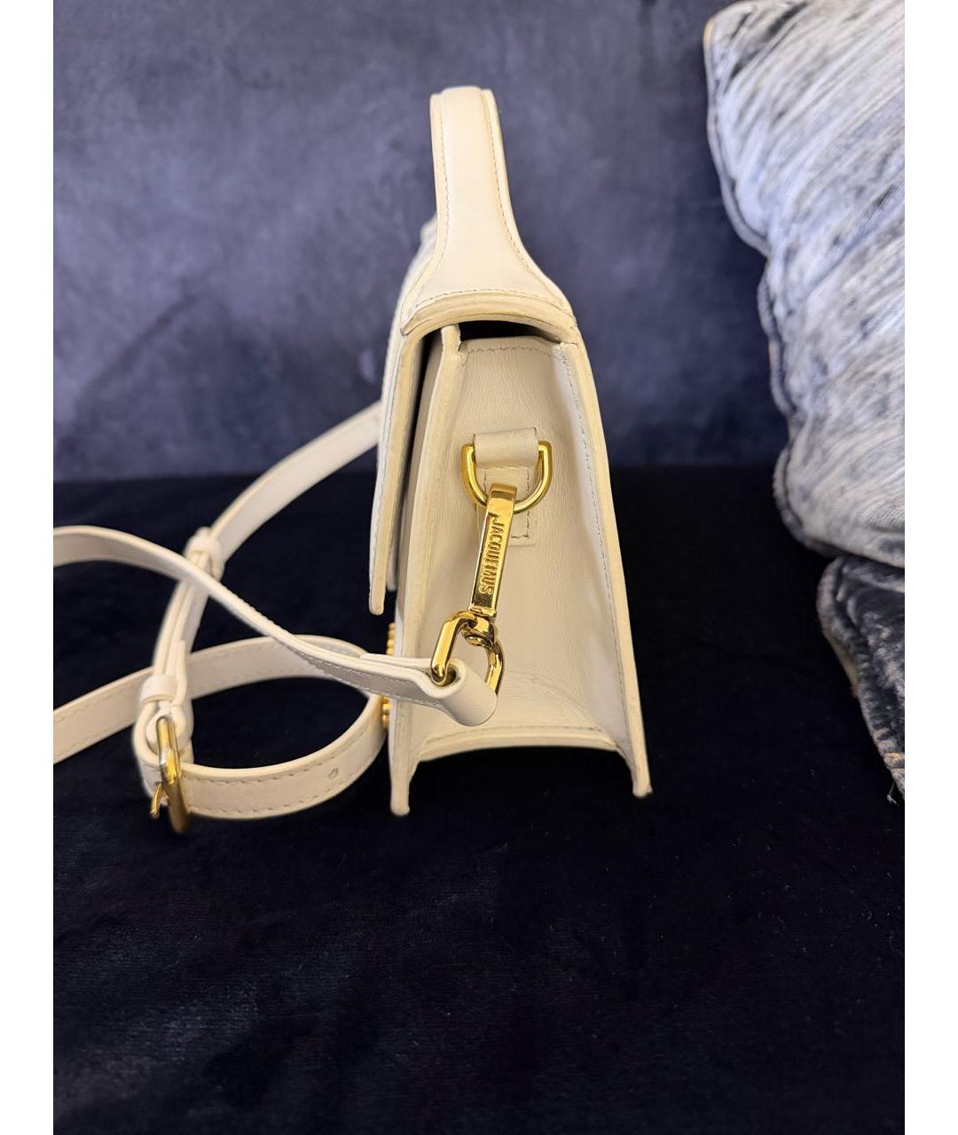 JACQUEMUS Белая кожаная сумка через плечо, фото 6